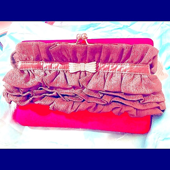 Big Crystal bow ruffled handbag Vtg Pristine 12" wide sparkly rhinestones bling - Picture 3 of 8